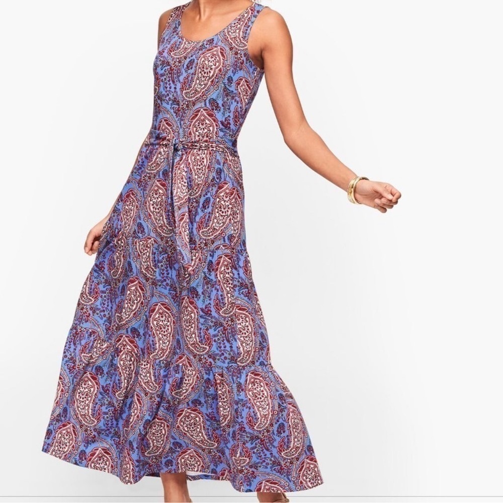 Talbots Paisley Print Tiered Midi Sleeveless Dress Size XL‎ Women